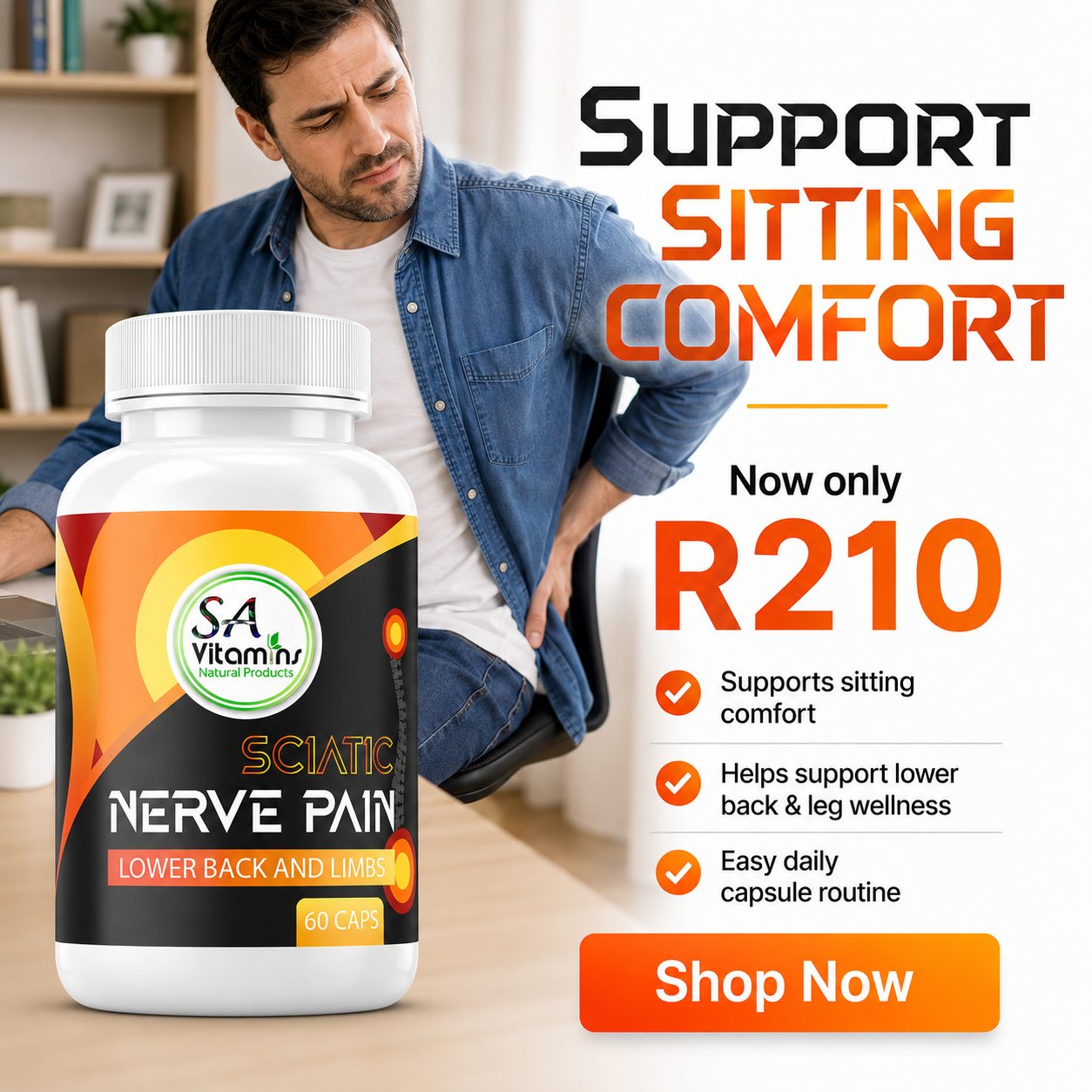 SA Vitamins Online Facebook ad: Support Back & Leg Comfort