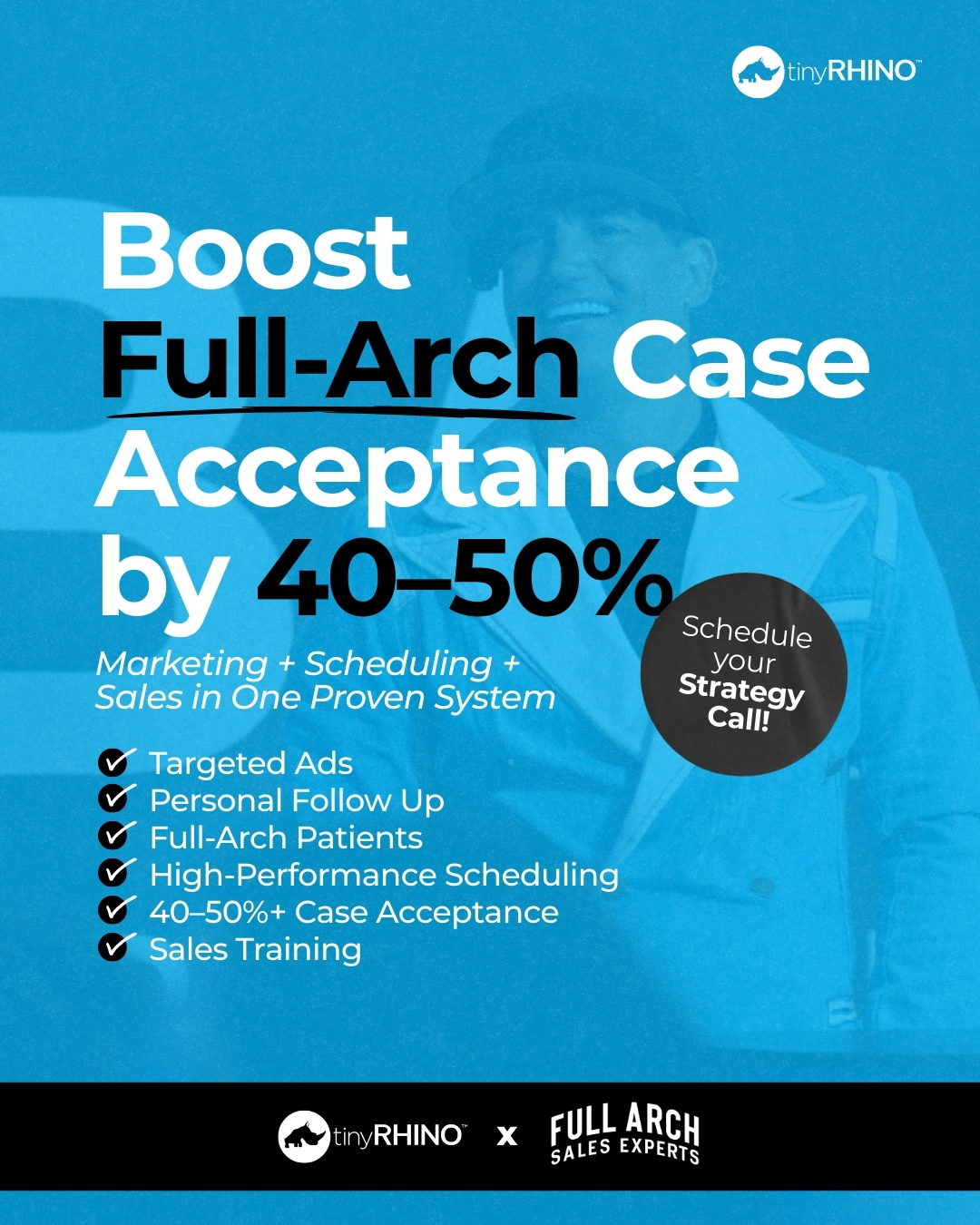 tinyRHINO Facebook ad: Full-Arch Growth You Can Predict