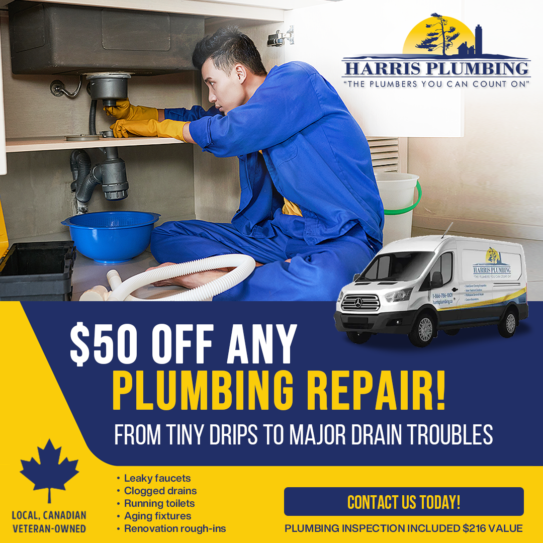 Harris Plumbing Inc. Facebook ad: Contact Us Today To Book Your Service!