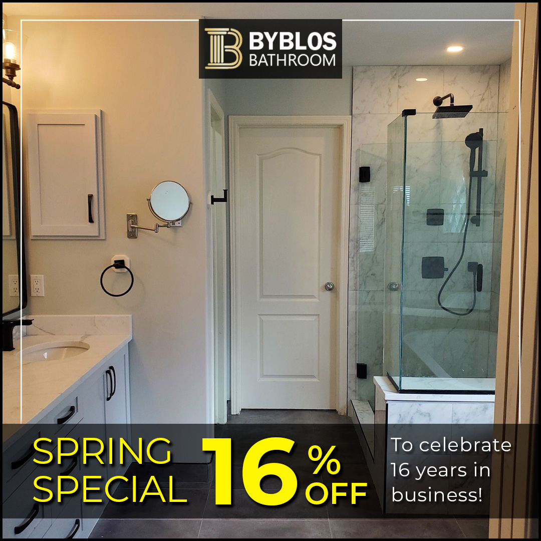 Byblos Bathroom Renovation Corp Facebook ad: Spring Special, 16% OFF to Celebrate 16 Years…