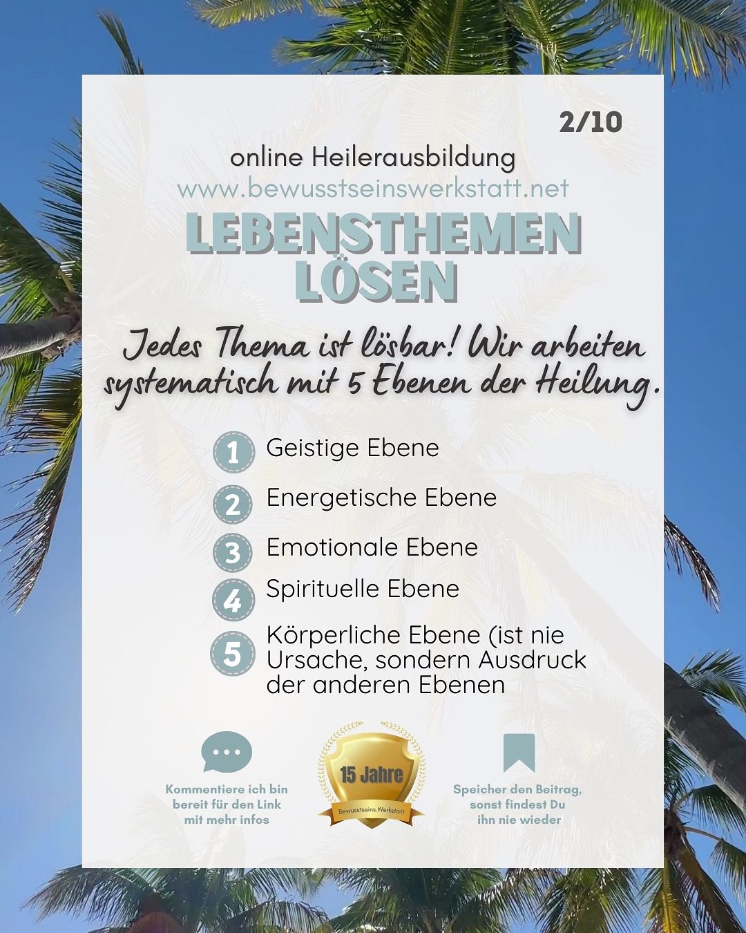Bewusstseins.Werkstatt Facebook ad: Die online Heilerausbildung ist etwas ganz Besonderes, weil…