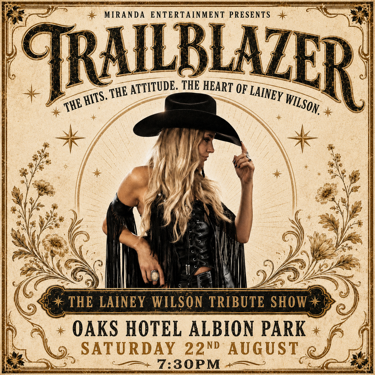Trailblazer - Lainey Wilson Tribute Facebook ad: THE OAKS HOTEL | TRAILBLAZER - THE LAINEY WILSON TRIBUTE…