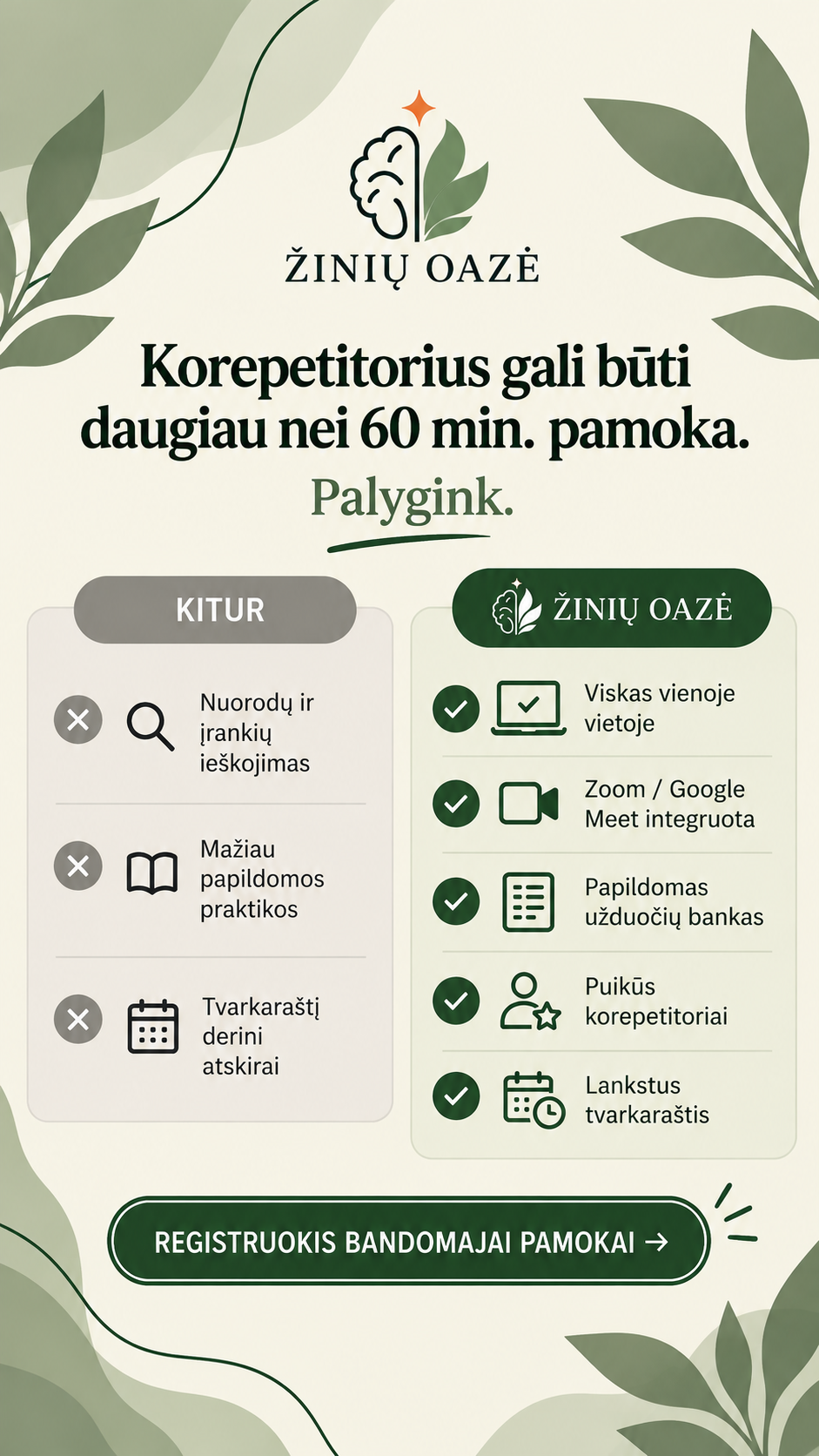 Žinių Oazė Facebook ad: Individualios pamokos nuo 25€!