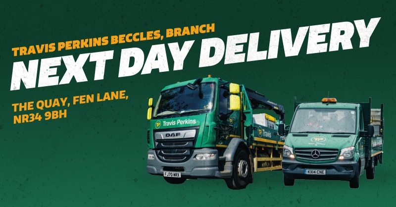 Travis Perkins Facebook ad: Next Day Delivery Available