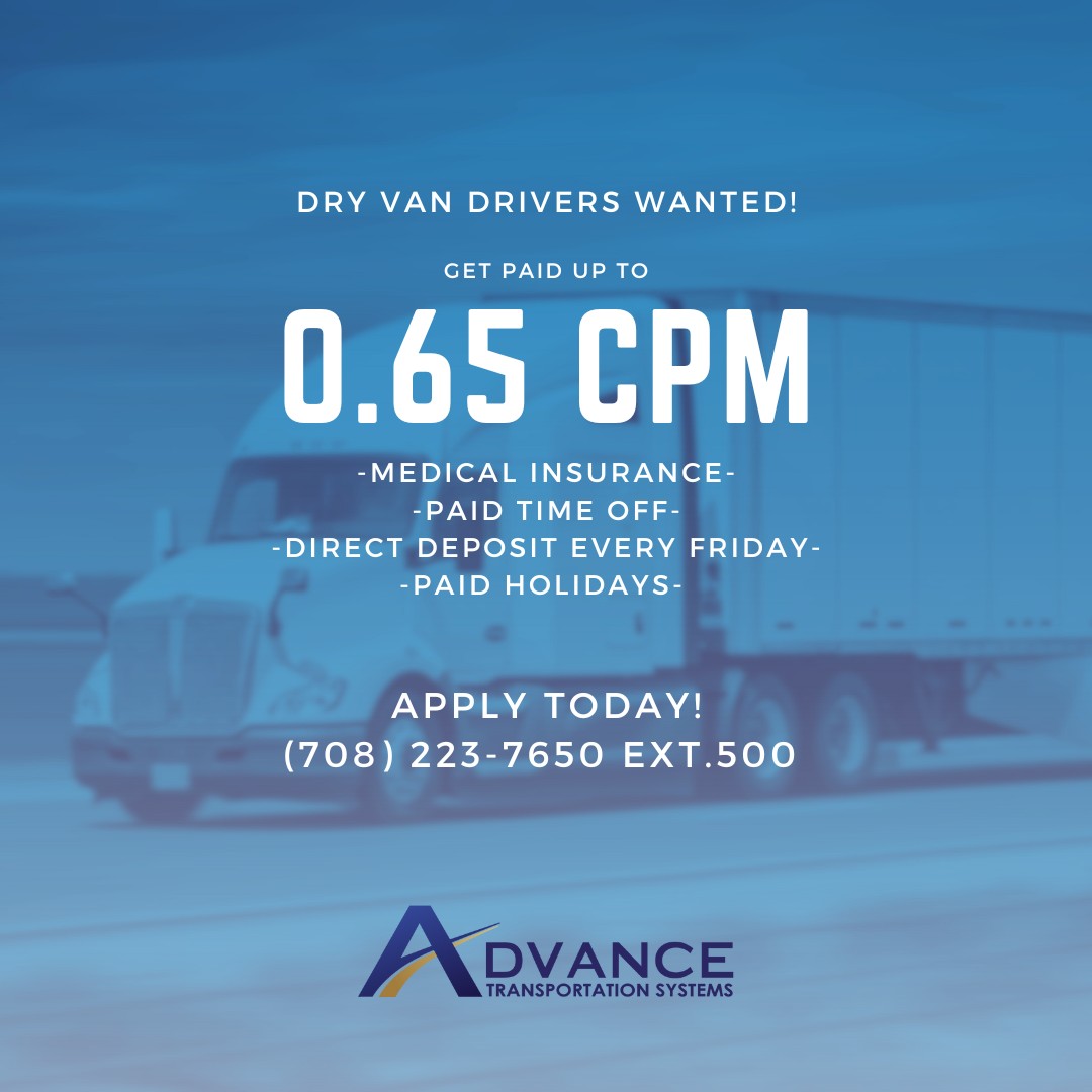 Advance Transportation Systems Facebook ad: DRY VAN Solo Positions!