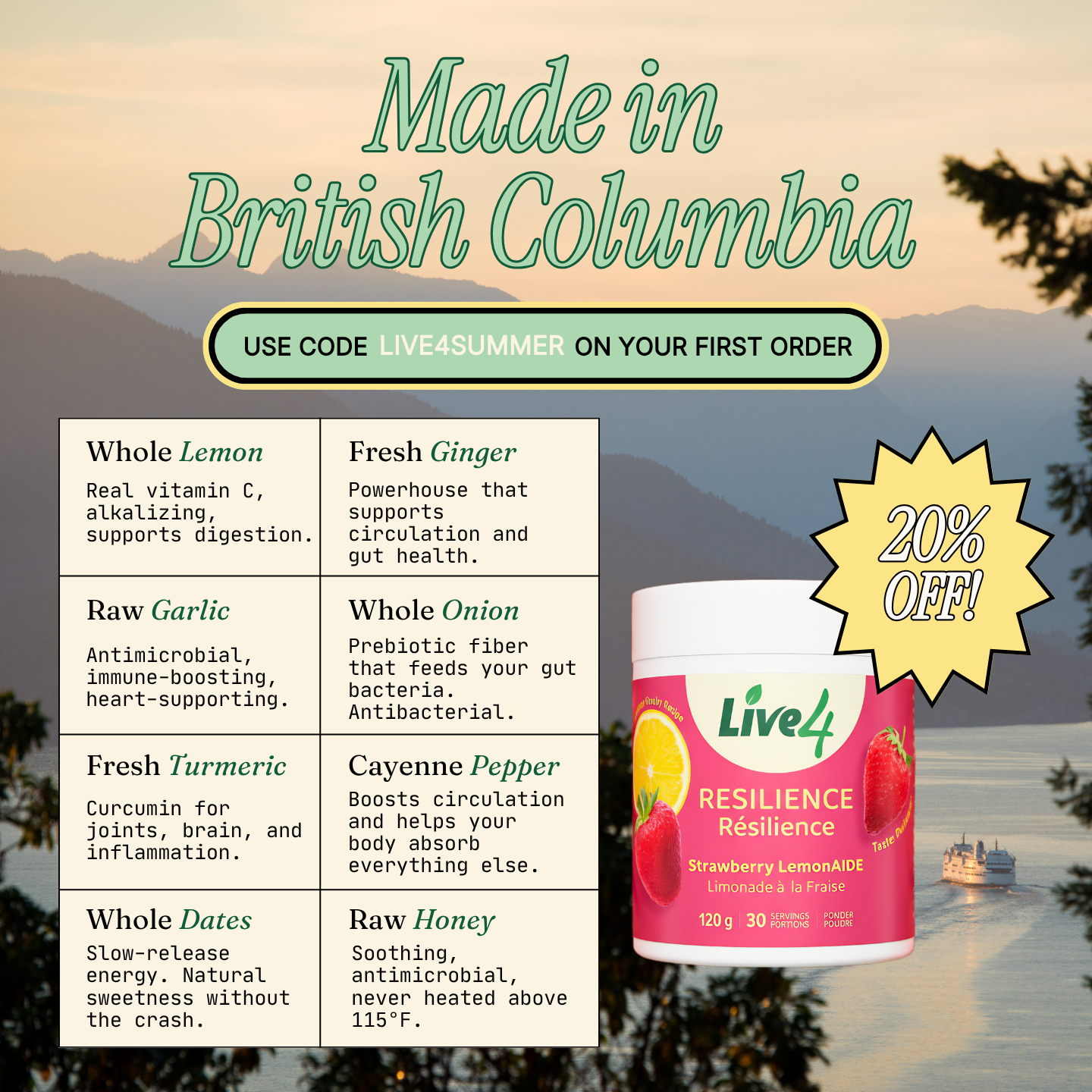 Live4 Wellness Facebook ad: Made in Squamish, BC