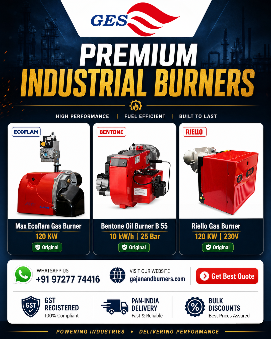 Gajanand Engineering And Services Facebook ad: Industrial Gas & Oil Burners Available