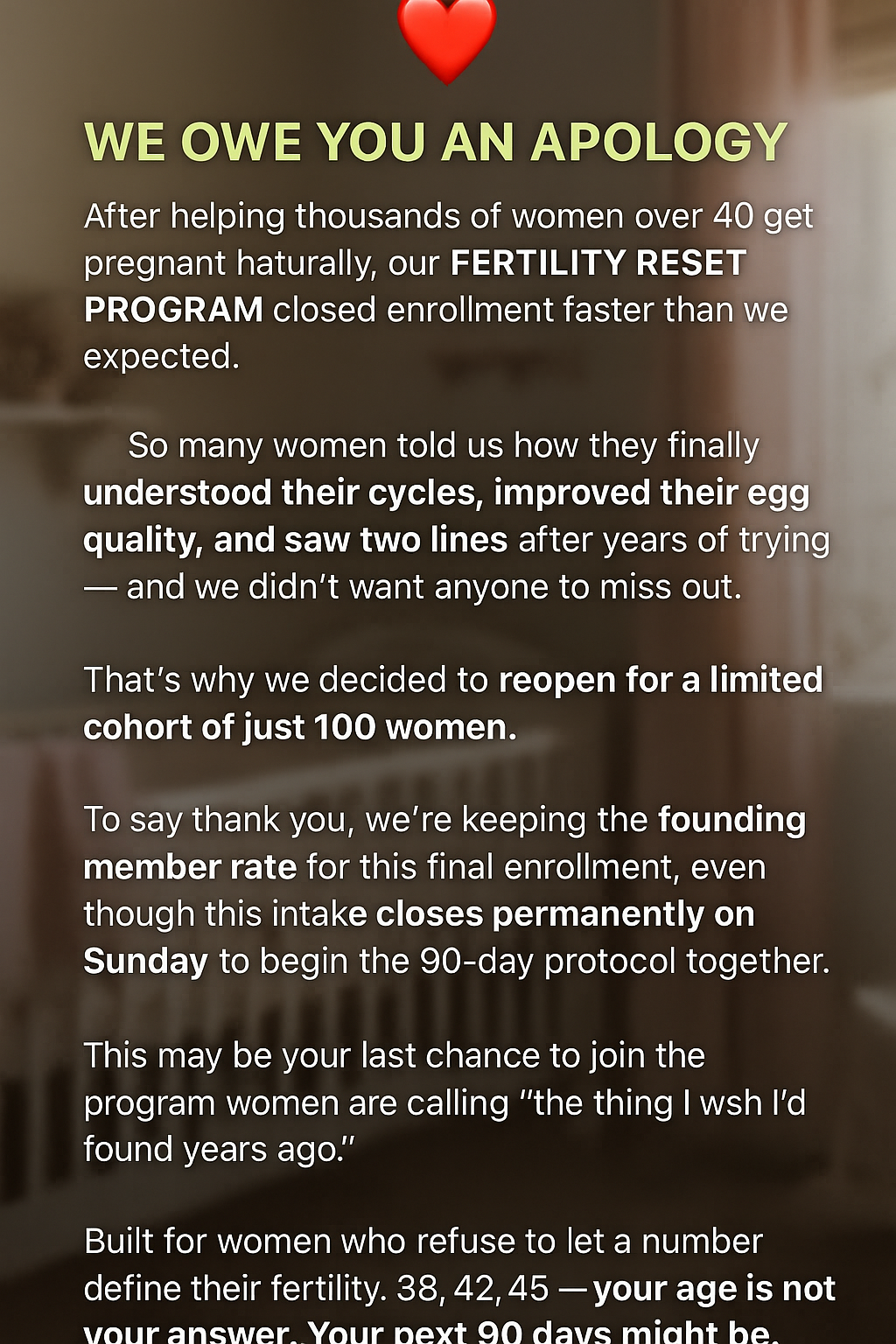 Gyna Fertility and Pregnancy Advice Facebook ad