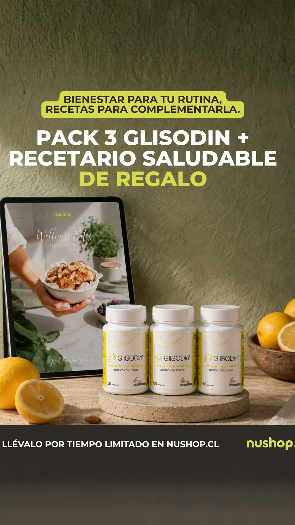 Nushop Facebook ad: Tu piel + Ebook de recetas gratis