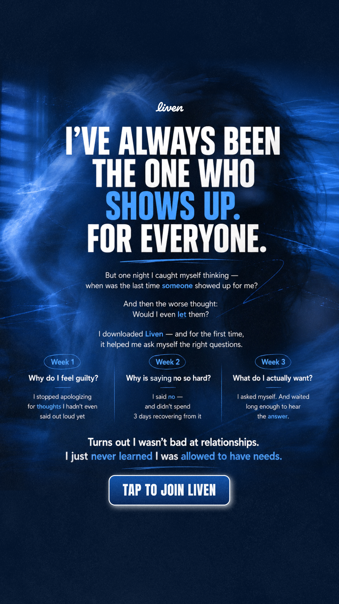 Liven: Self-Discovery Community Facebook ad