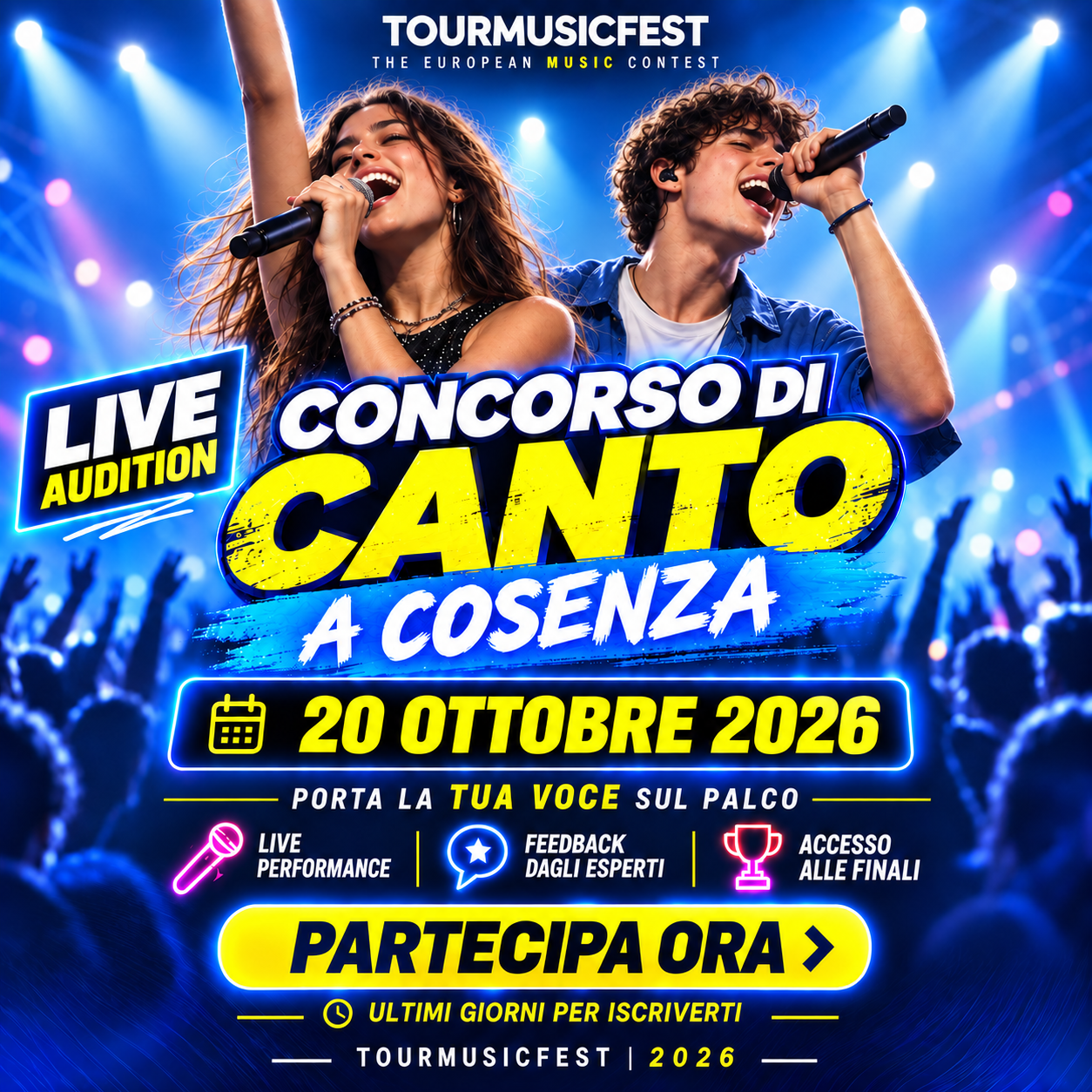 Tour Music Fest Facebook ad: Canti? Casting a Cosenza