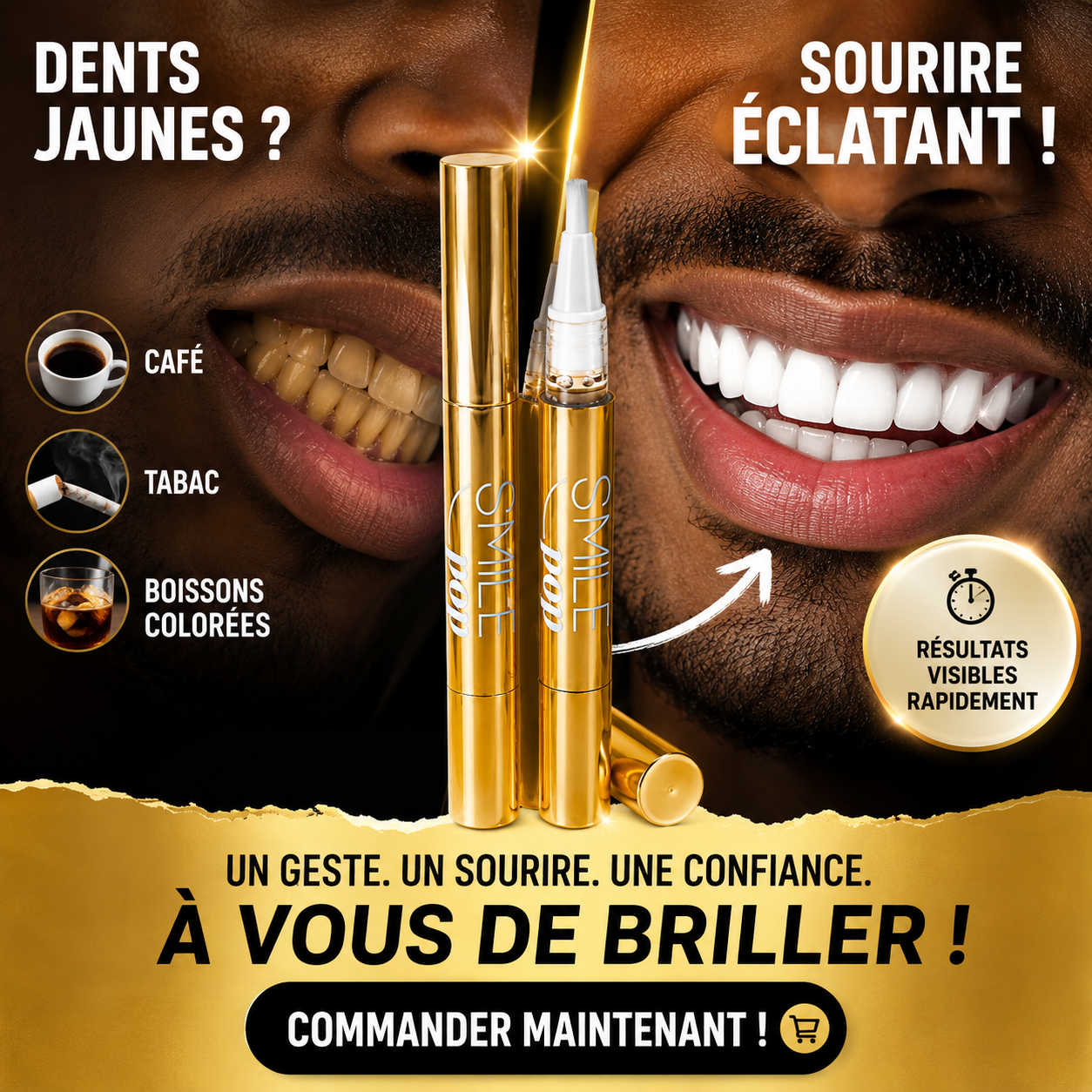 Vevilio Boutique Facebook ad: LE SECRET D'UN SOURIRE ÉCLATANT
