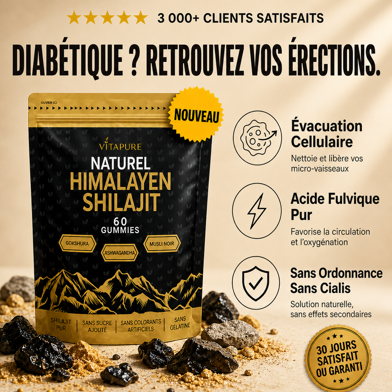 Vitalité France Magazine Facebook ad: Retrouvez vos érections d'avant le diabète