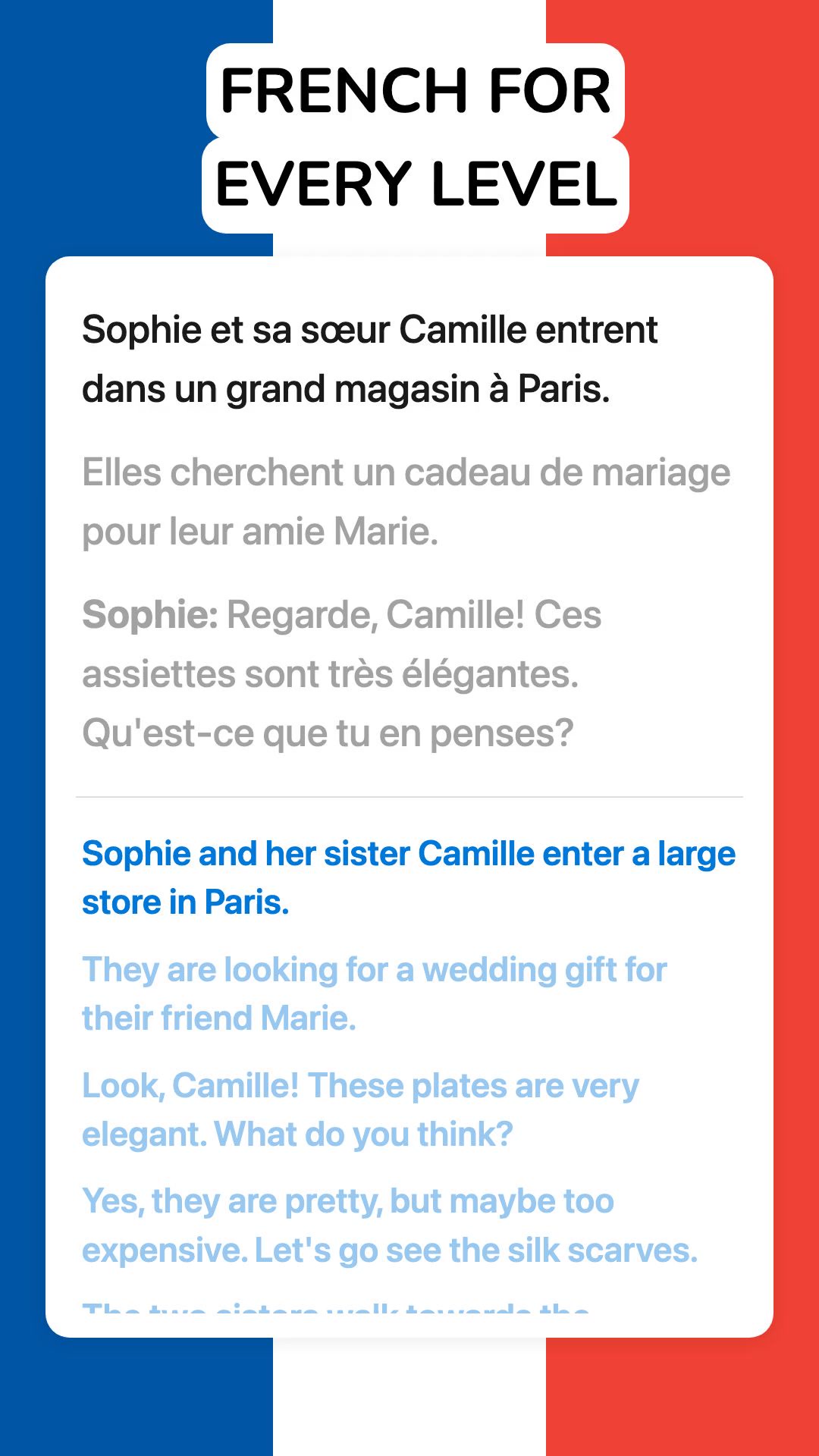 Linguin Facebook ad: Practice French With Stories