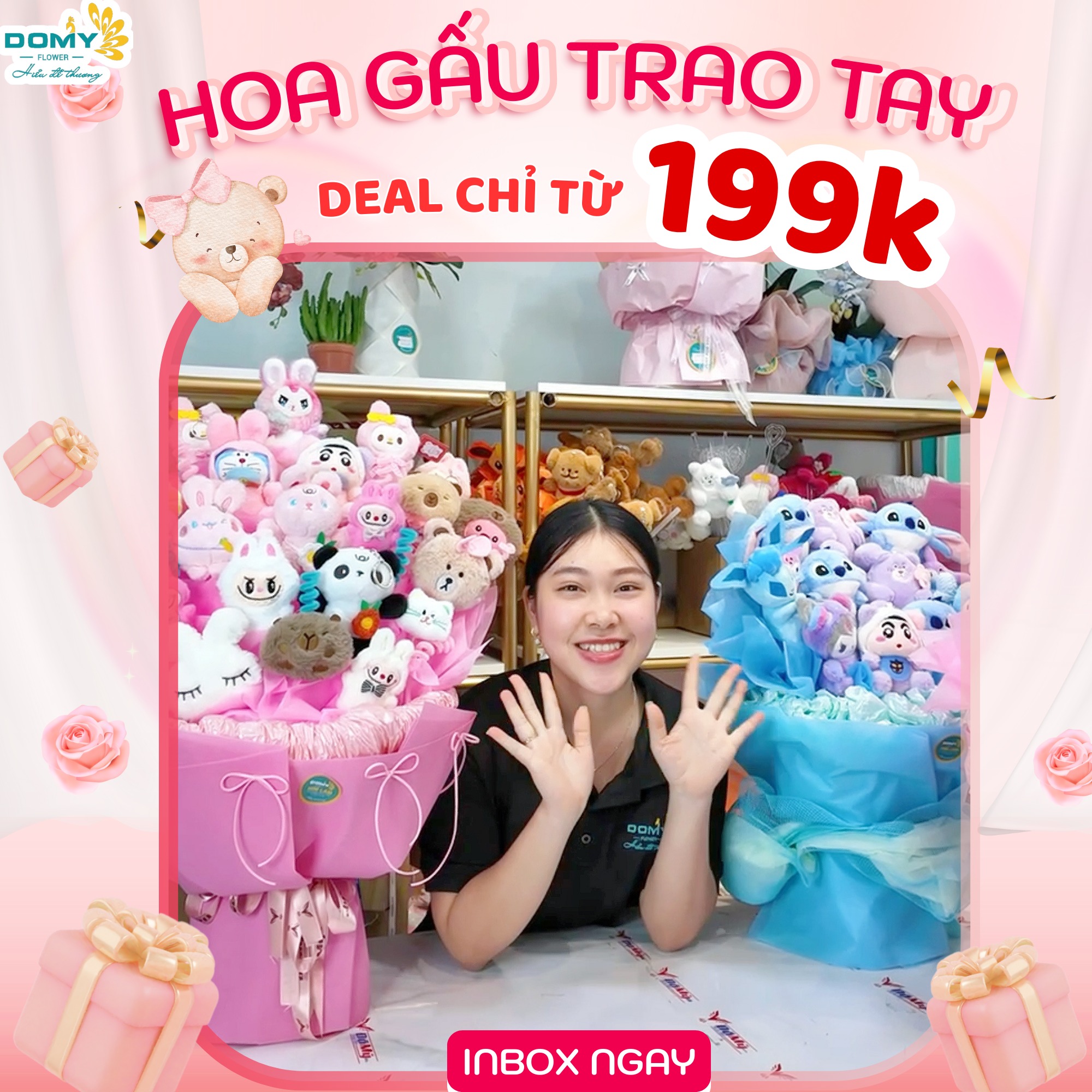 Domyflower.vn Facebook ad: 𝐁𝐎̣̂ 𝐒Ư𝐔 𝐓𝐀̣̂𝐏 𝐇𝐎𝐀 𝐆𝐀̂́𝐔 𝐁𝐎̂𝐍𝐆 𝐀𝐈…