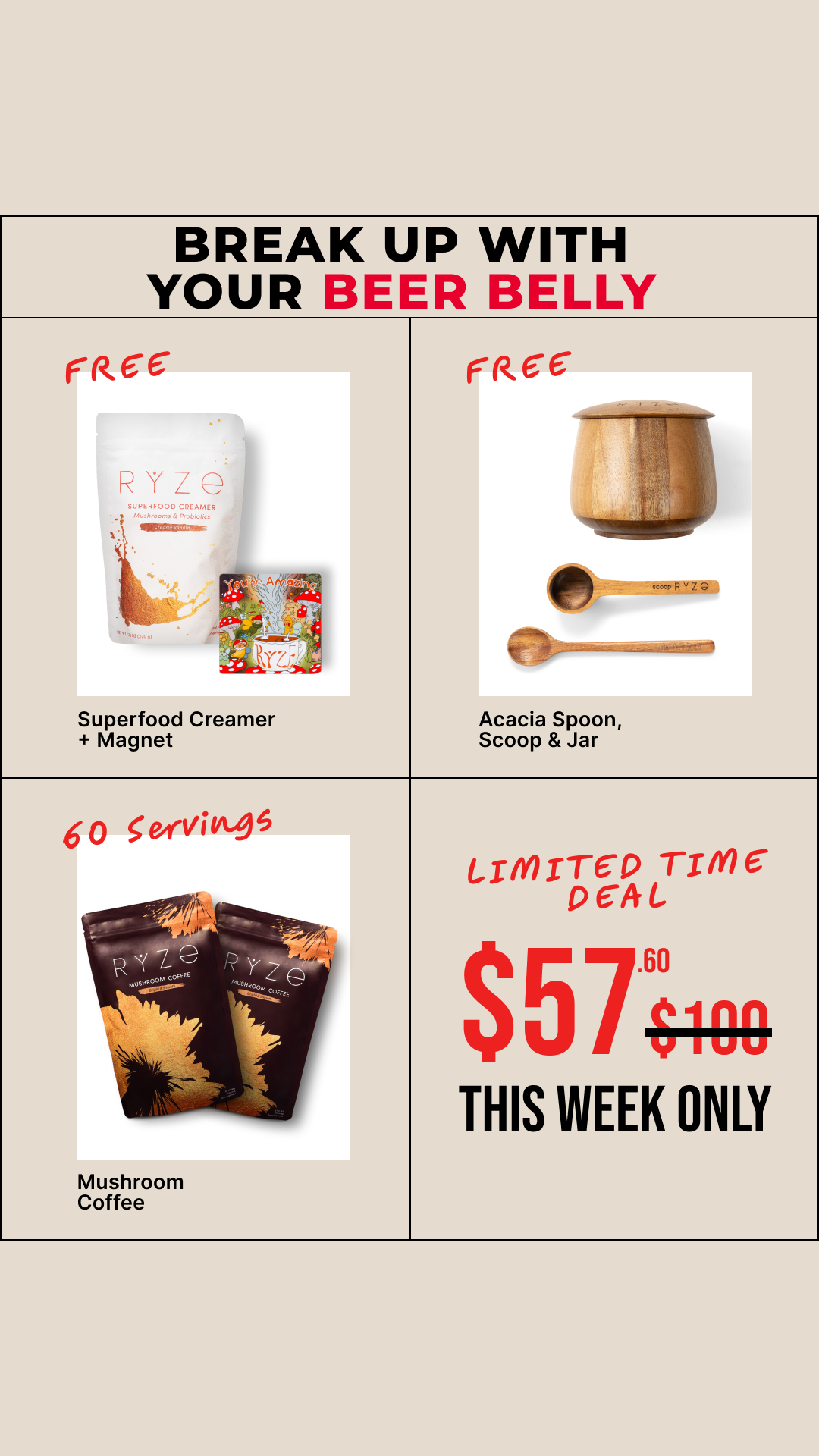 RYZE Superfoods Facebook ad