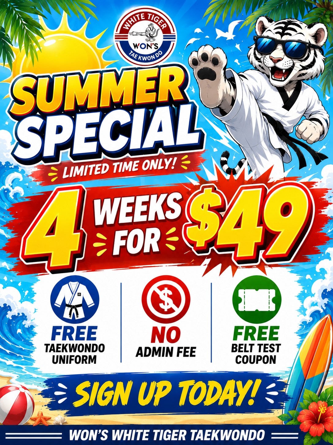 Won's White Tiger Taekwondo Facebook ad