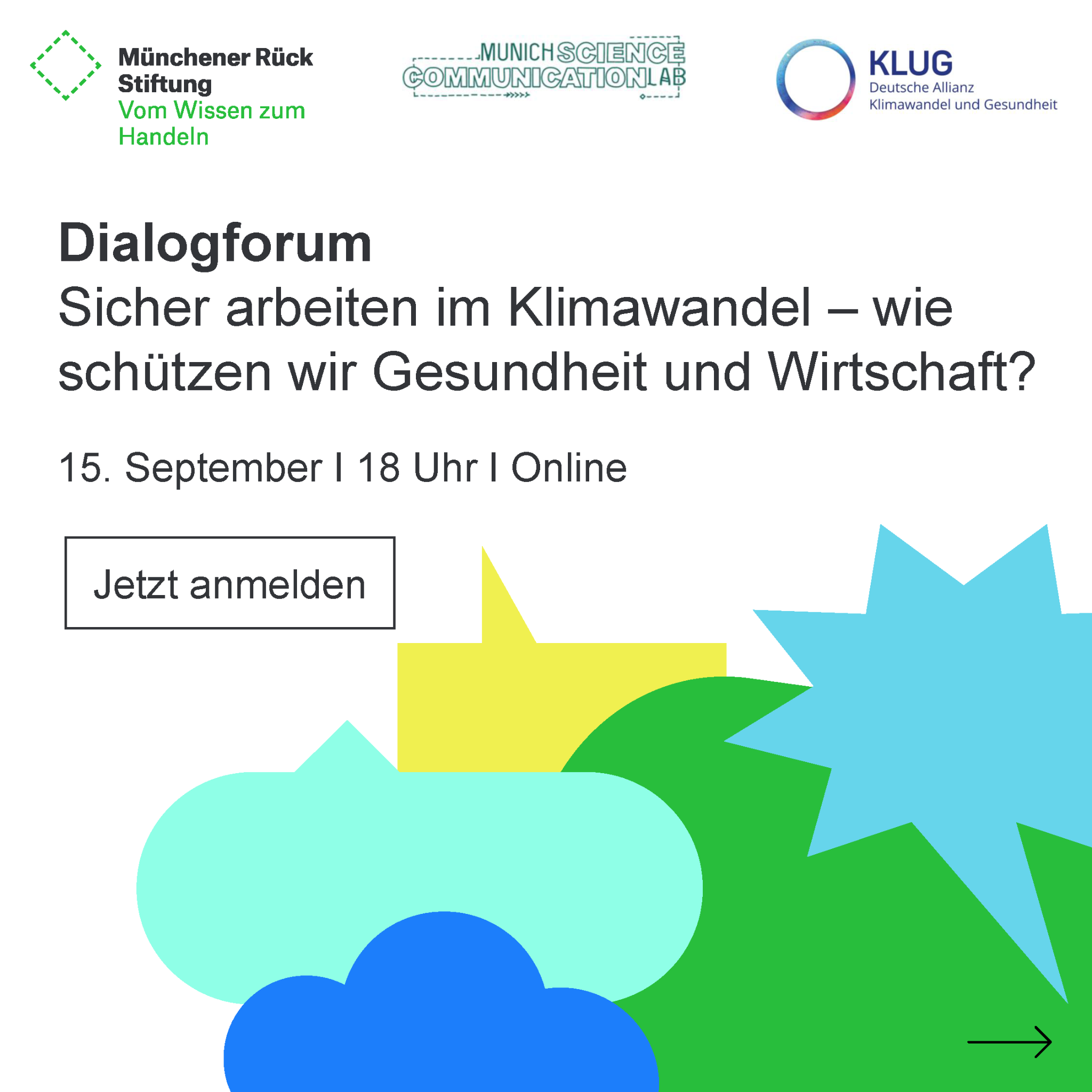 Munich Re, Group Facebook ad: Im Dialogforum Sicher arbeiten im Klimawandel laden Munich…