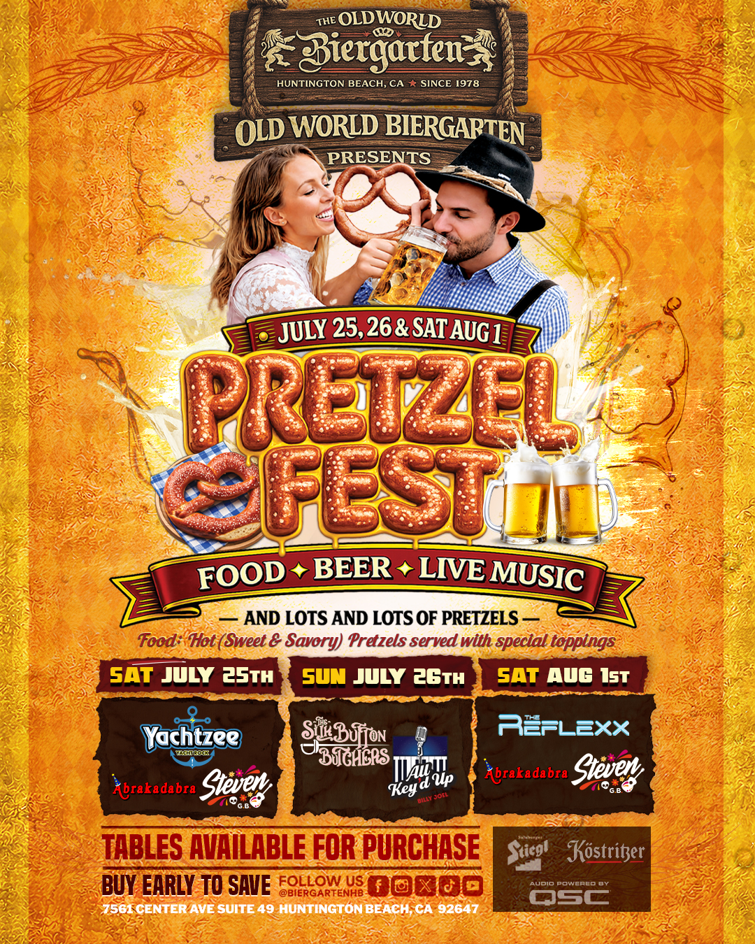 Biergarten at Old World Huntington Beach Facebook ad: Pretzel Fest Tickets