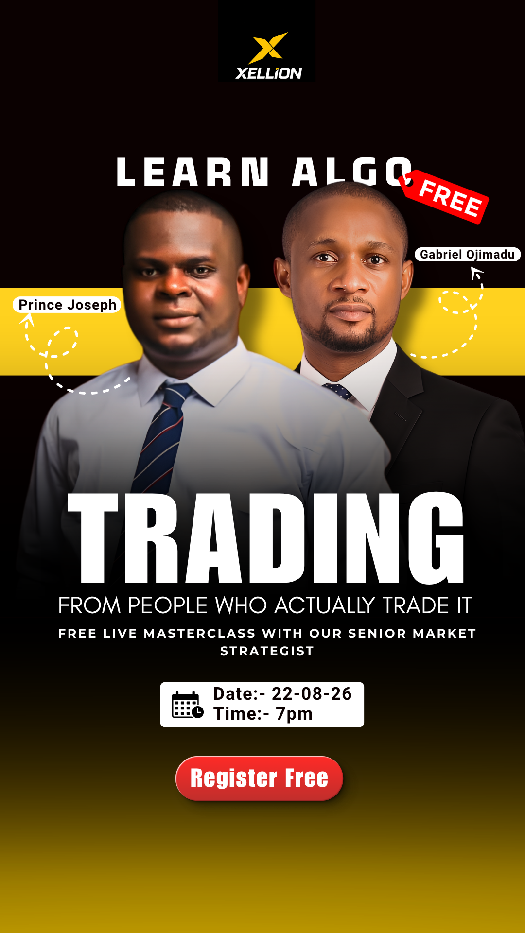 Xellion Markets Facebook ad: Free Live Algorithm Trading Seminar