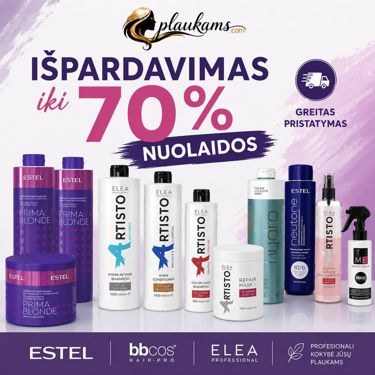 PlaukamsCom Facebook ad: Nuolaidos net iki 70%