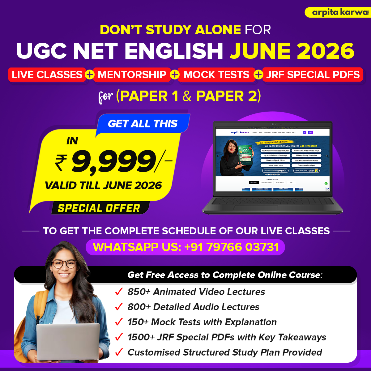 ArpitaKarwa.com- UGC NET Prep Facebook ad: become part of the Top 5%.