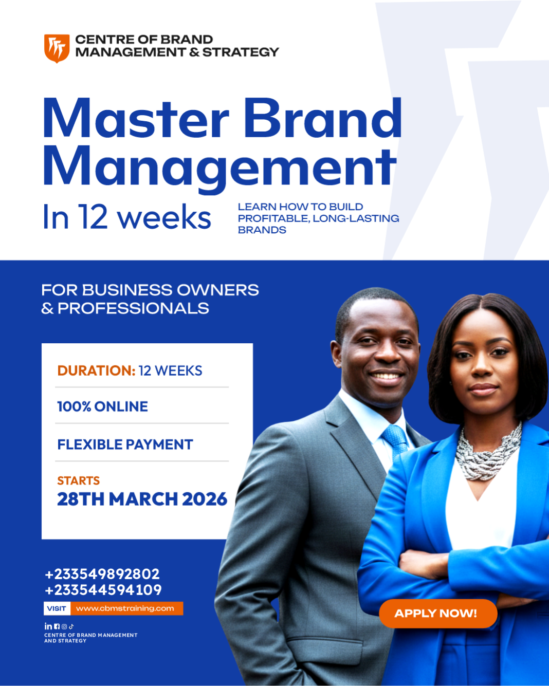 Centre of Brand Management & Strategy Facebook ad: Master Brand Management in 12wks