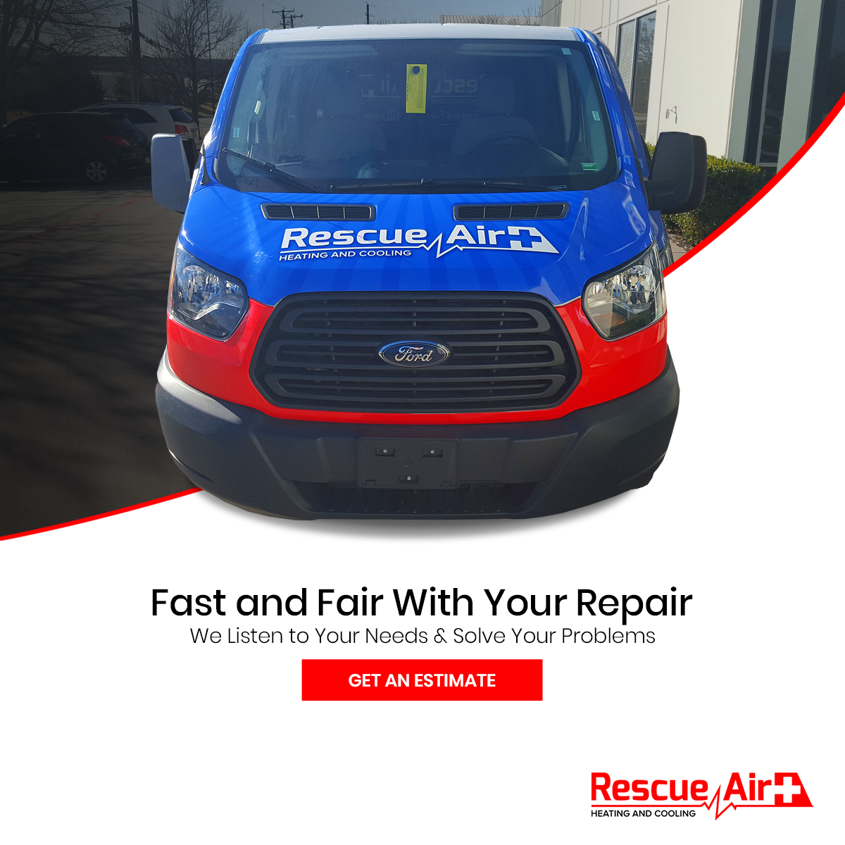 Rescue Air Heating and Cooling Facebook ad: Schedule a Service Appointment Today
