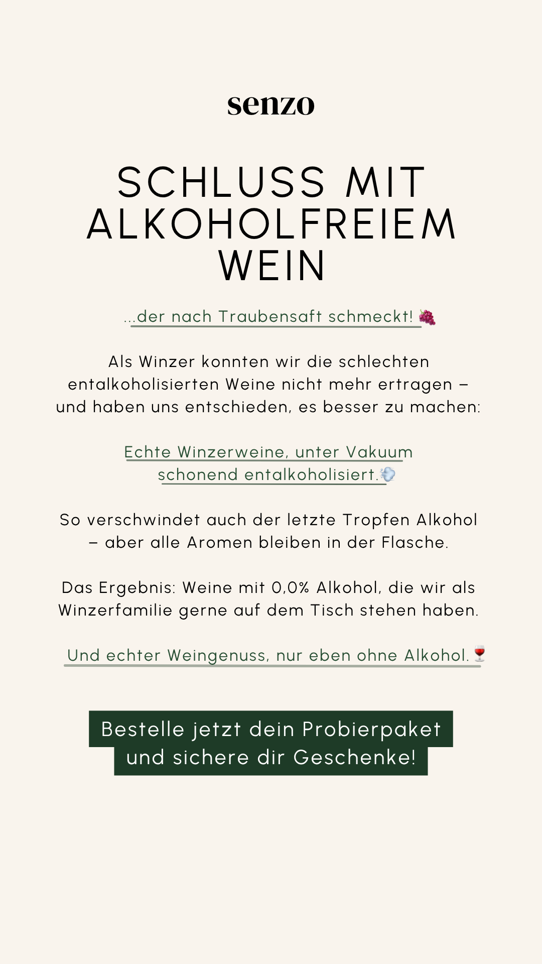 Senzo Facebook ad: Probierpaket mit Gratis-Geschenken sichern!
