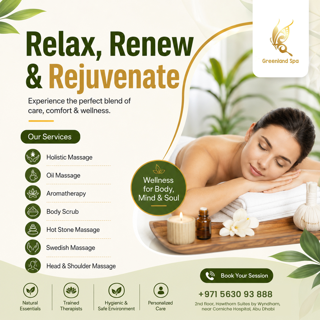 Greenland Spa Abu Dbhi Facebook ad: Chat with us