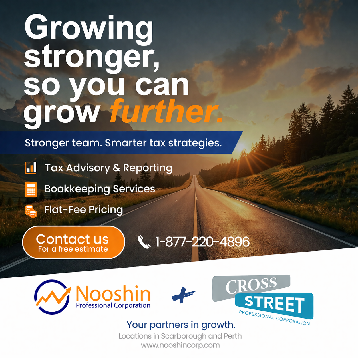 Nooshin Professional Corporation Facebook ad: Stronger CPA Team. Smarter Tax Strategies.