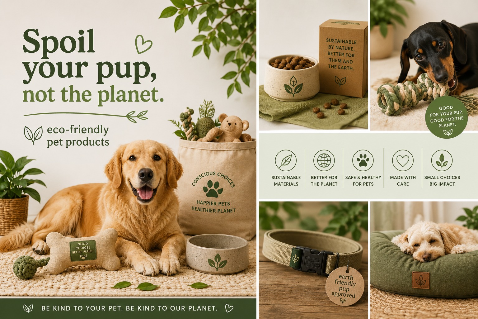 EcoFriendly Pet Products Facebook ad: Spoil your pup, not the planet