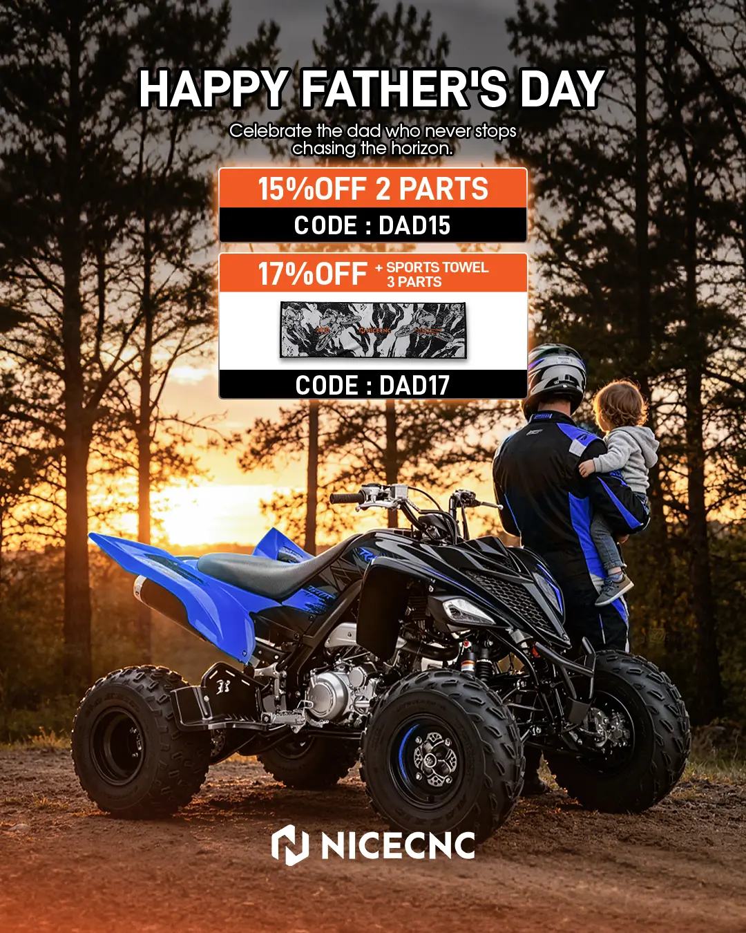 Nicecnc Store Facebook ad: ATV Parts Father's Day Sale