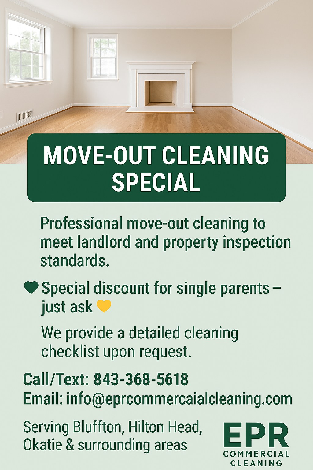 E.P.R Commercial Cleaning Services Facebook ad: EPR Commercial Cleaning makes moving and home upkeep…
