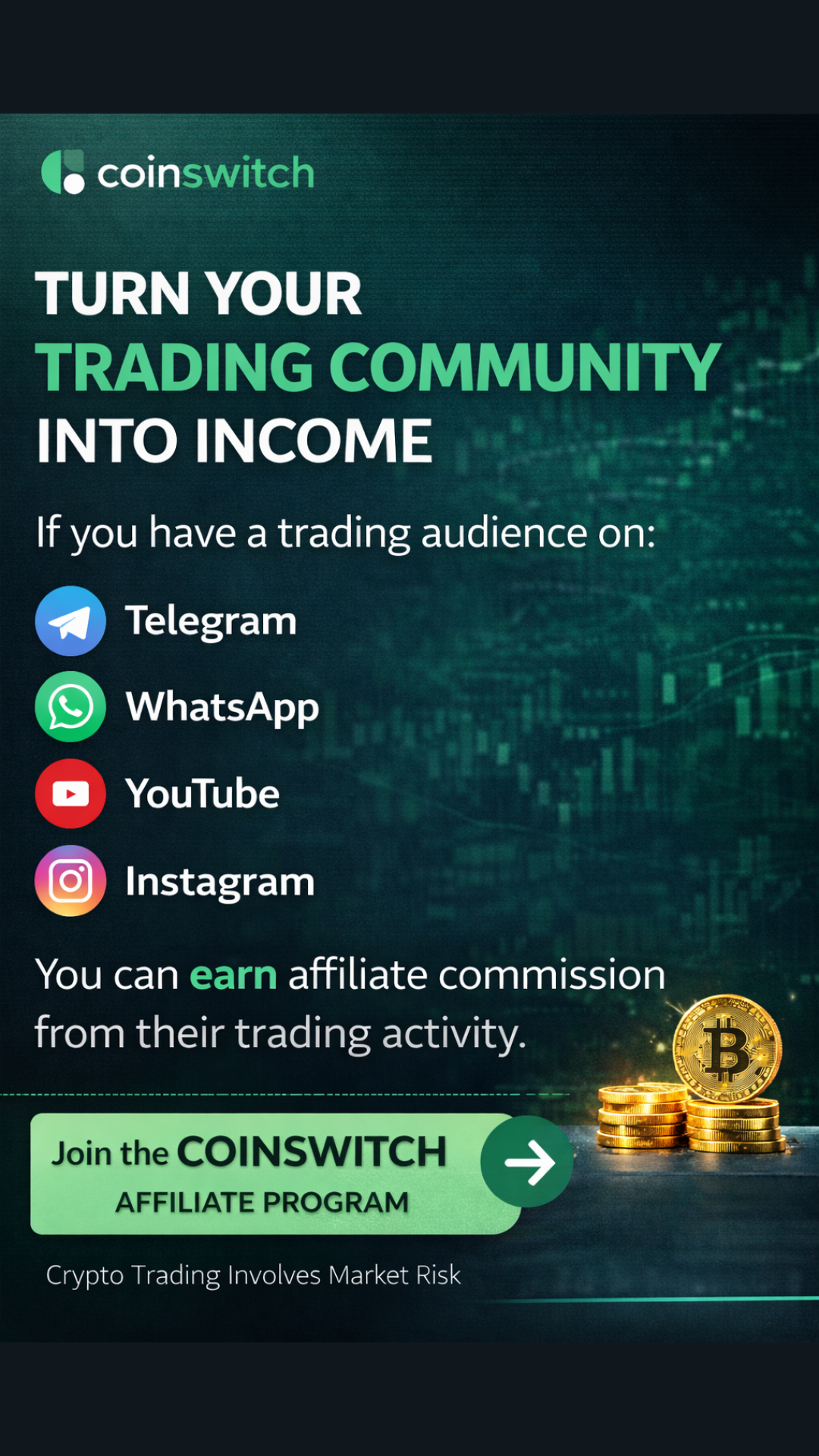 CoinSwitch Affiliate Partners India Facebook ad from Mar 17, 2026