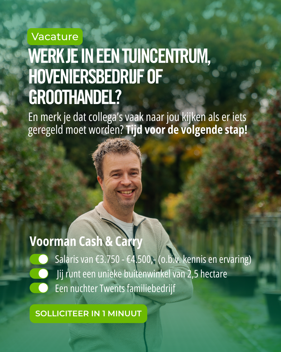 Menkehorst Kwekerijen Facebook ad: Solliciteer binnen 1 minuut