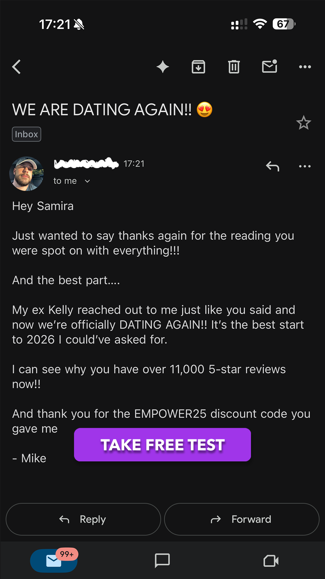 Psychic Samira Facebook ad