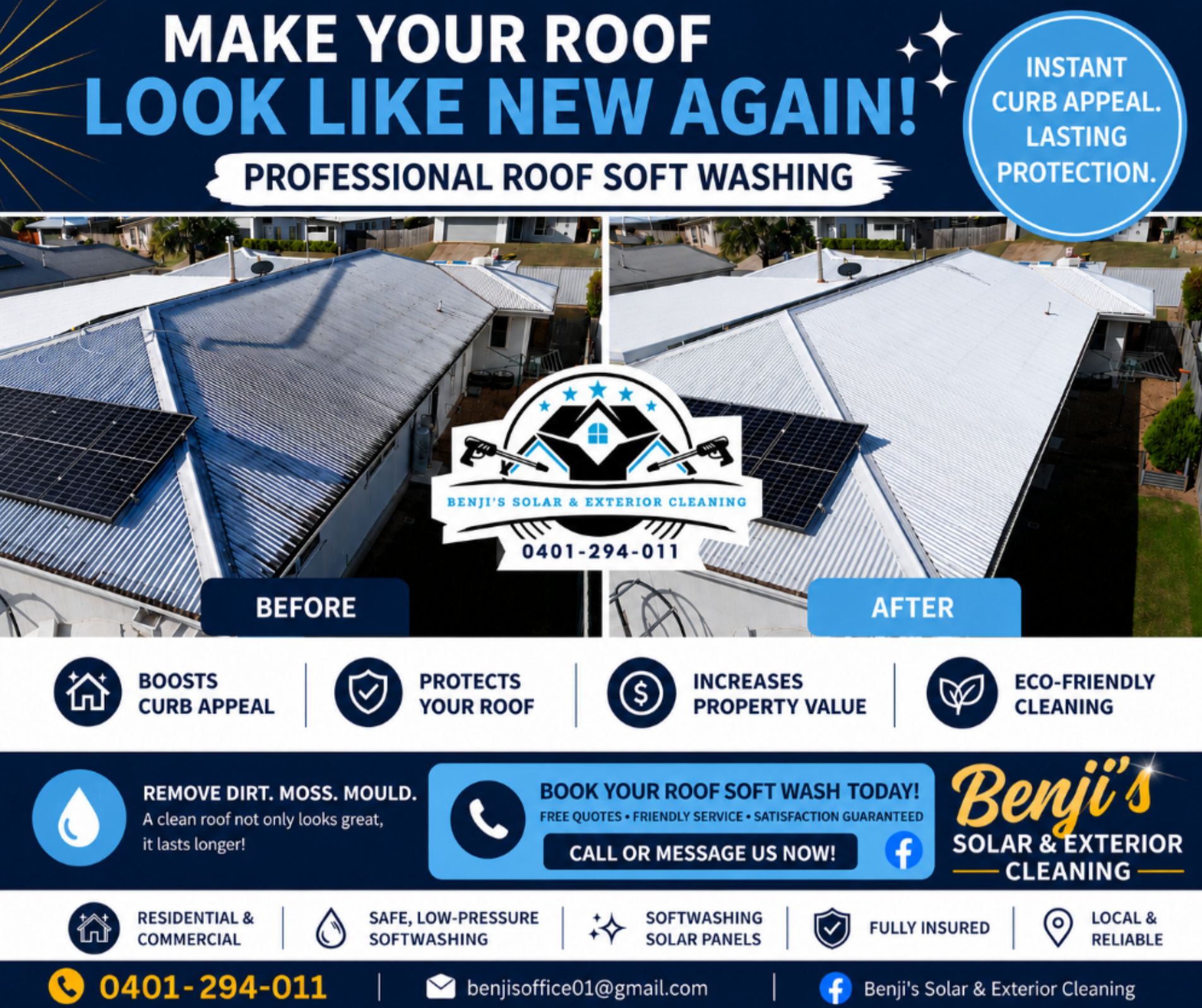 Benji’s Solar & Exterior Cleaning Facebook ad