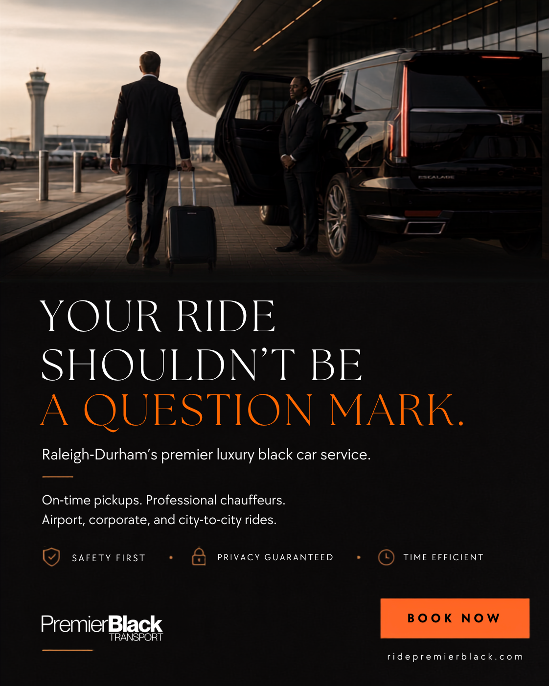 ridepremierblack Facebook ad: Your ride shouldn't be a question mark.