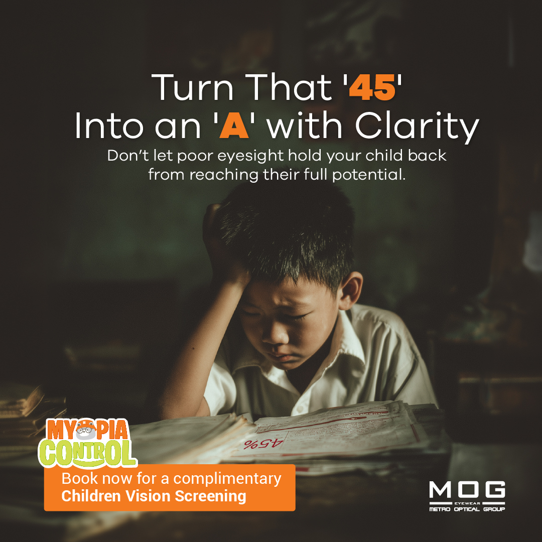 MOG EYEWEAR Facebook ad: Turn That '45' Score Into an 'A' Grade!