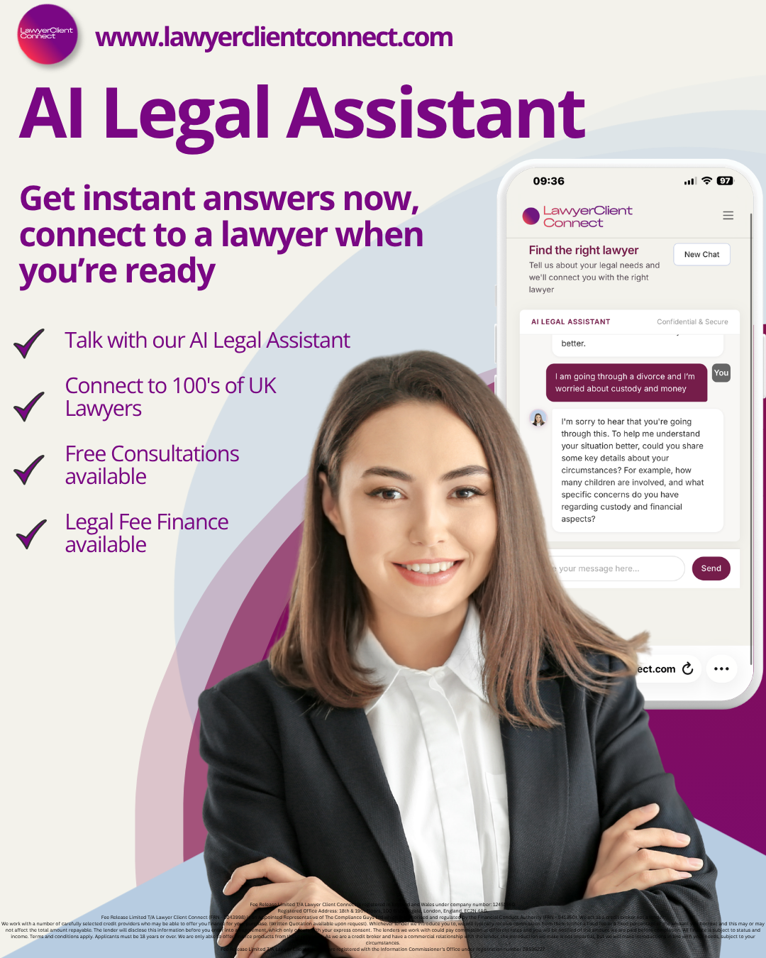 Lawyer Client Connect Facebook ad: Find a Lawyer & Pay Over Time | Lawyer Client Connect