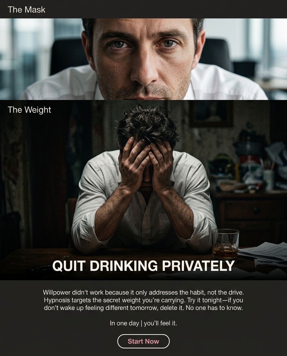 Hypnosis to Stop Drinking Facebook ad