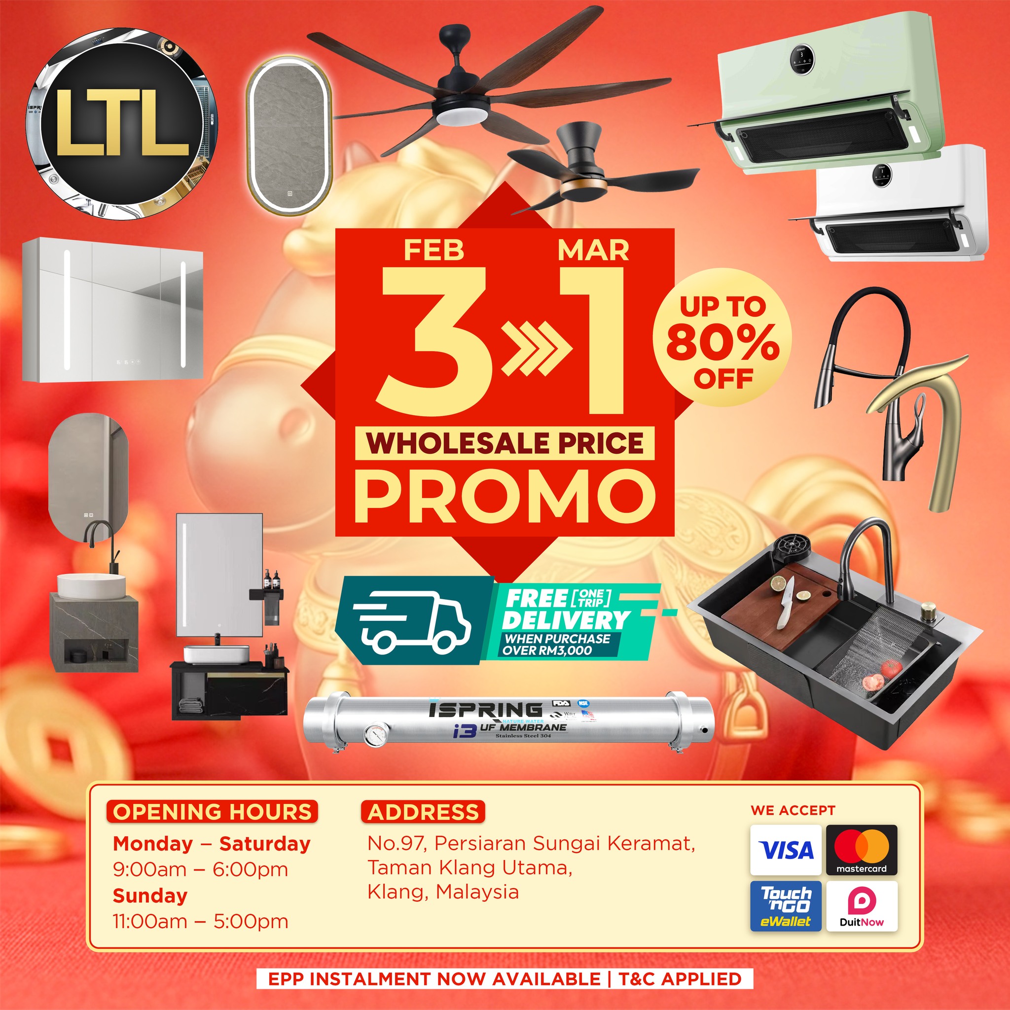 LTL Sanitaryware, Tiles & Lighting - Klang Utama Facebook ad: 𝐁𝐀𝐓𝐇 𝐊𝐈𝐓𝐂𝐇𝐄𝐍 𝐋𝐈𝐆𝐇𝐓𝐈𝐍𝐆 𝐓𝐈𝐋𝐄𝐒