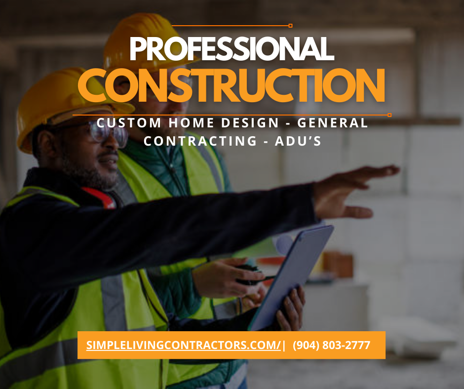Simple Living Contractors Facebook ad: Custom Homes & ADUs Built to Luxury Standards