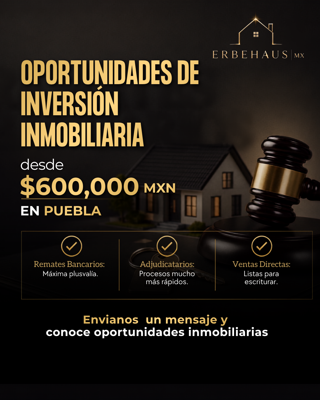 Erbehaus mx Facebook ad: Oportunidades de inversión inmobiliarias