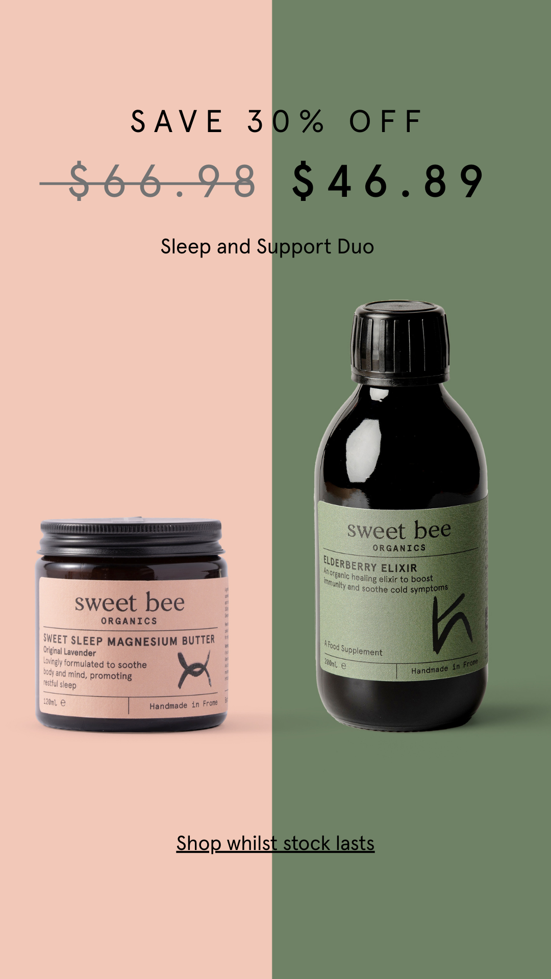 Sweet Bee Organics Facebook ad