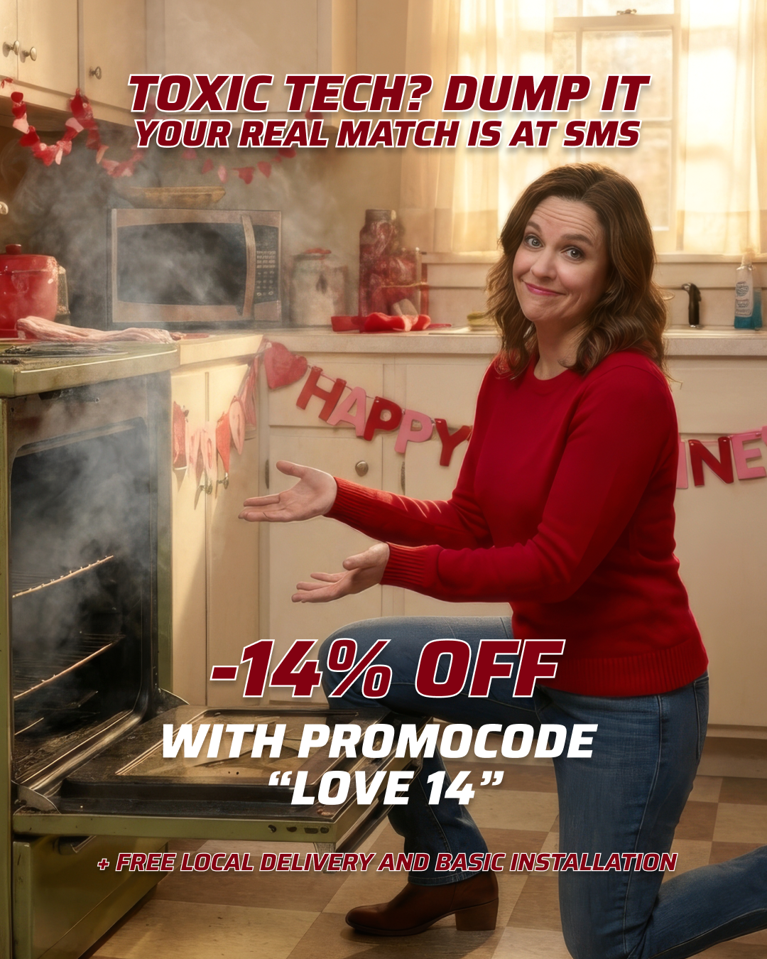 SMS Appliances Facebook ad from Feb 13, 2026