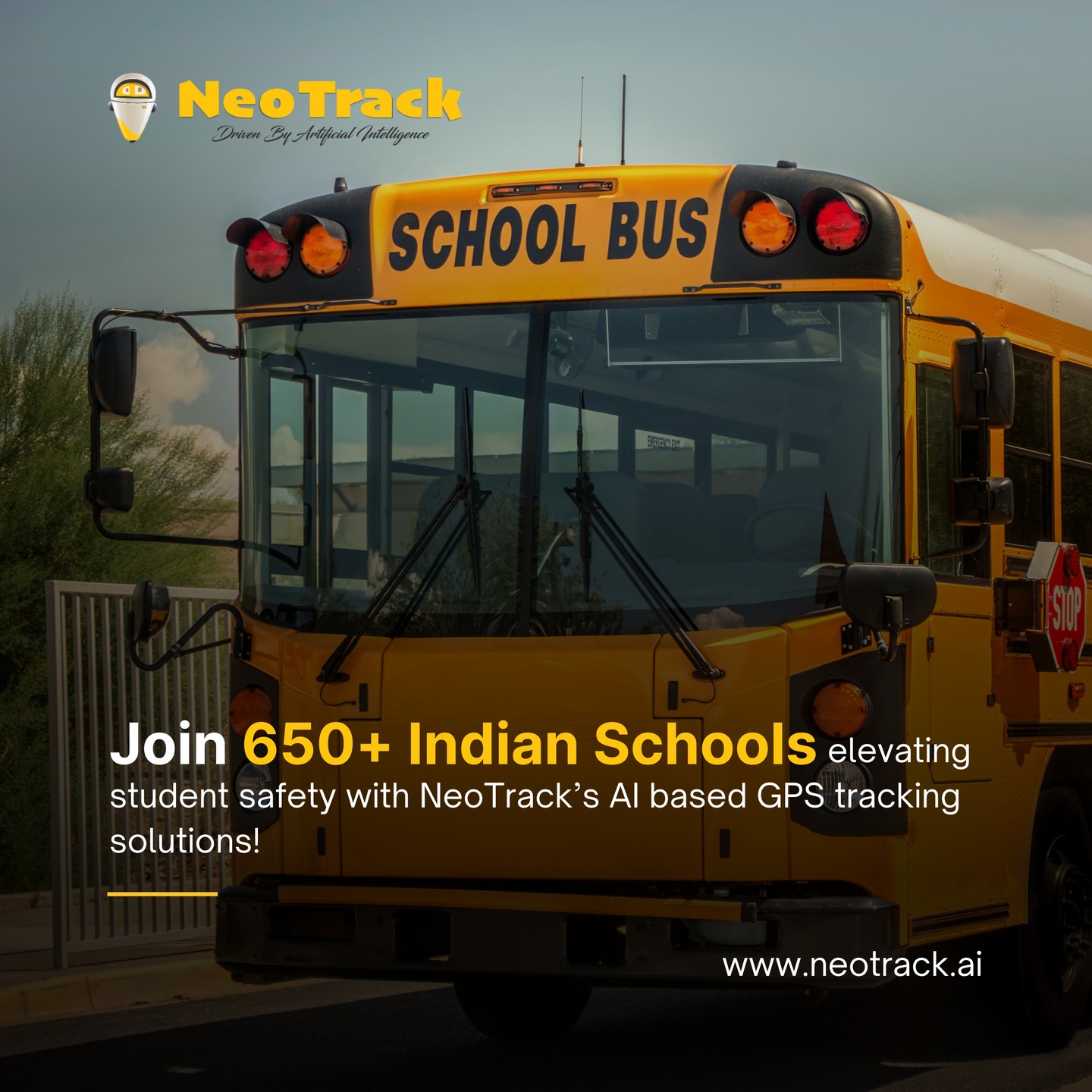 NeoTrack Smart Mobility Solutions Facebook ad: Looking for a way to keep school transport…