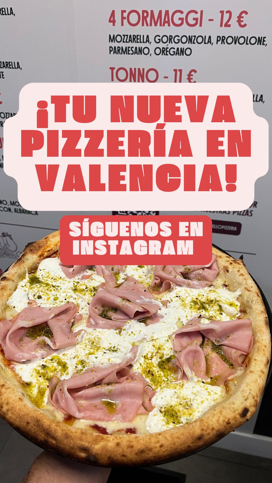 Don Agnello Pizzeria Facebook ad: Pizza Mortadella, Burrata y Pistacho