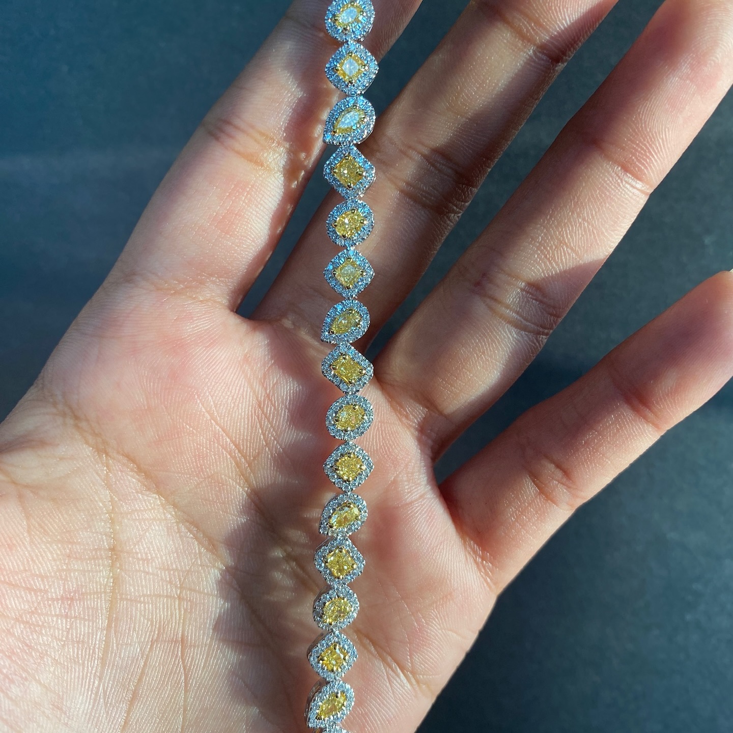 T STAR LTD Facebook ad: Natural Fancy Yellow Mix Shape Diamond Tennis Bracelet…